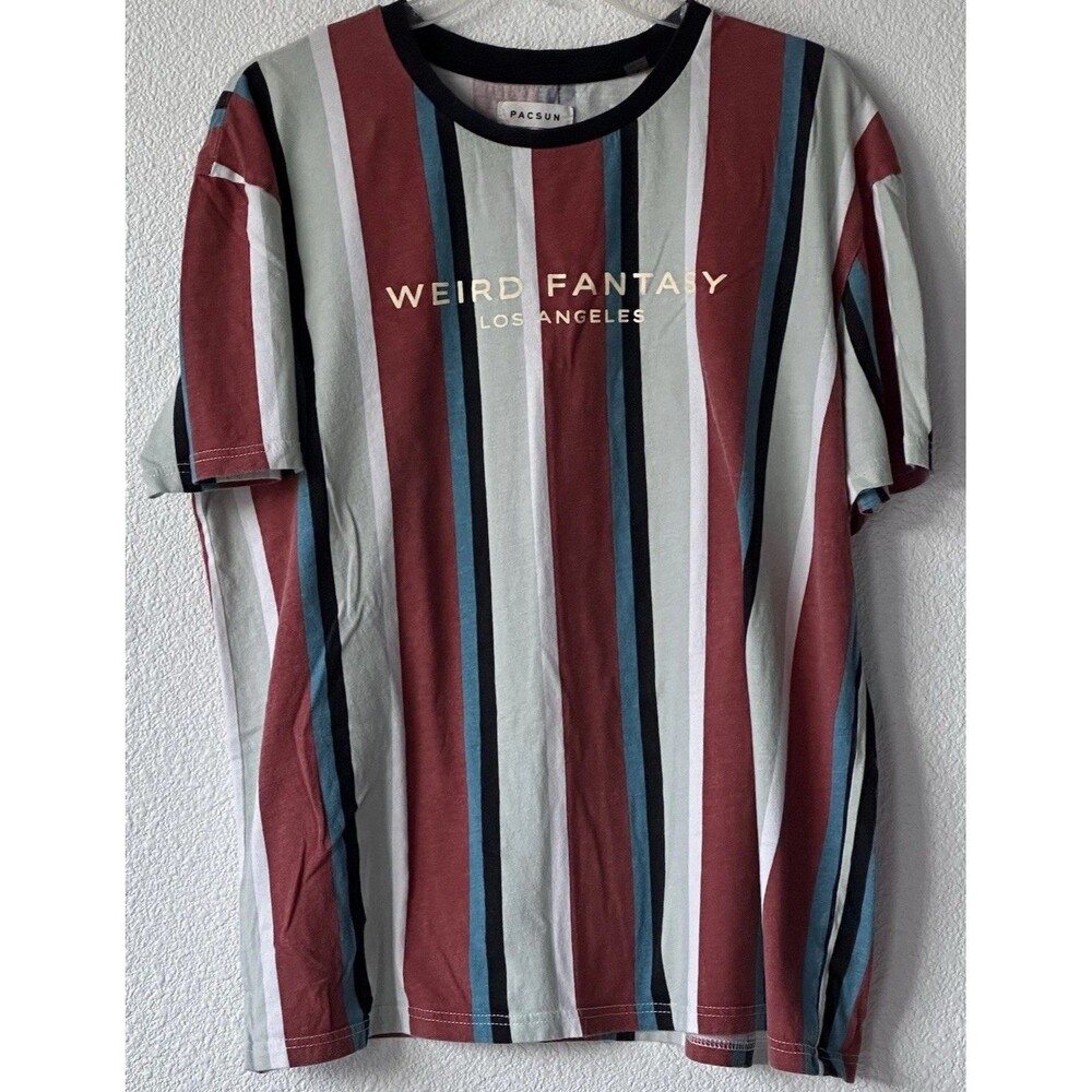 PacSun Weird Fantasy Los Angeles Tee Vintage Aesthetic Striped T-Shirt Size L